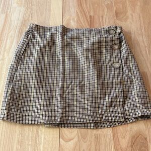 American Eagle Outfitters Plaid Mini Skirt with Button Detail